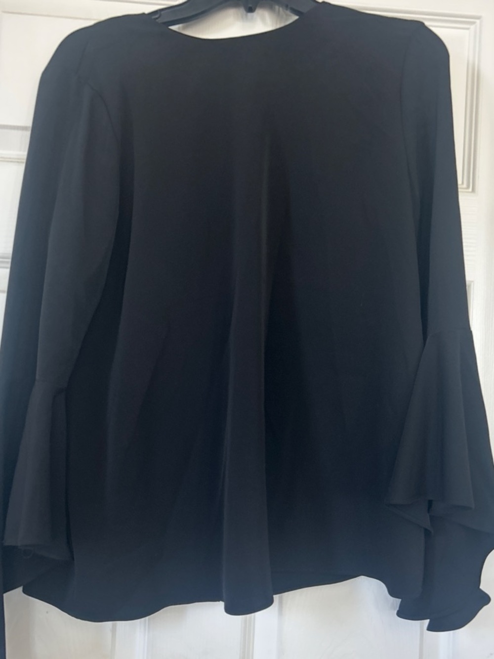 Black Ruffle-Sleeve Women's Blouse